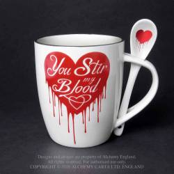 You Stir My Blood: Mug and Spoon Set (ALMUG18) ~ Mugs | Alchemy England
