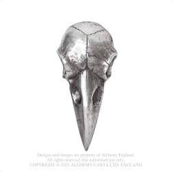 Raven Skull Hand Mirror - Antique Silver (V99S) ~ Mirrors | Alchemy England