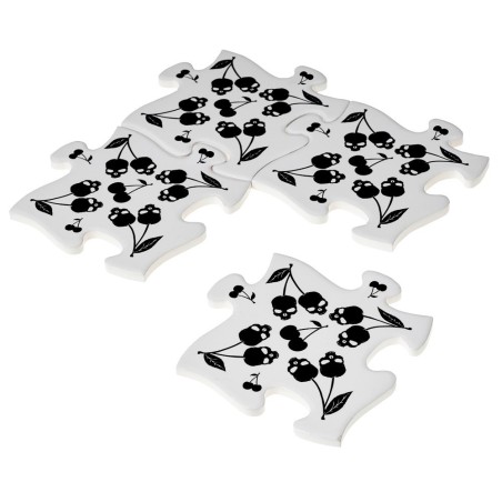 Black Skull Cherries (CJ4) ~ Jigsaw Coasters | Alchemy England