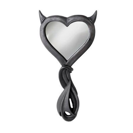 Devil's Heart Hand Mirror (Black) (V80B) ~ Mirrors | Alchemy England