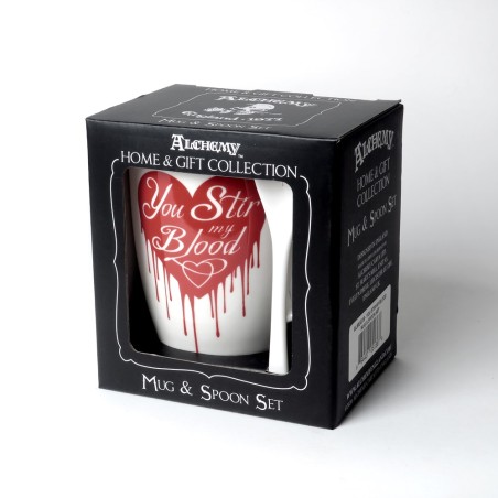 You Stir My Blood: Mug and Spoon Set (ALMUG18) ~ Mugs | Alchemy England