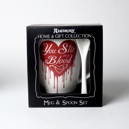 You Stir My Blood: Mug and Spoon Set (ALMUG18) ~ Mugs | Alchemy England